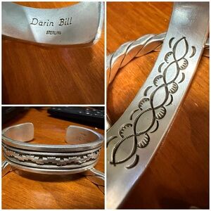 Darin Bill Sterling Silver Stamped Cuff Bracelet - 110 grams